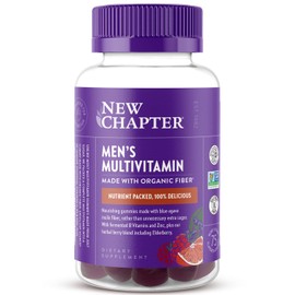 New Chapter Men’s Multivitamin Gummies, 66% Less Sugar, Men’s Gummy Vitamins with Vitamin C, D3 & Zinc, Non-GMO, Gluten Free, Berry-Citrus, 75ct