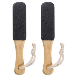 2PCS Smooth Wooden Foot File, Foot Scrubber Hard Skin & Pumice Stone Pedicure Rasp, Natural F-oot Scraper with Wooden Handle, Removing Hard Dead Skin, Calluses&Cracked Heels