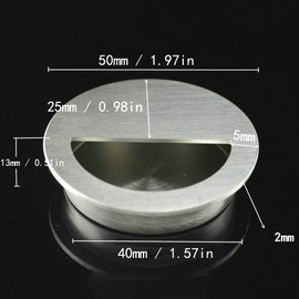 LEZED Handle Shell Sliding Door Shell Handle Round Inlet Handle Concealed Furniture Handle Grip Stainless Steel Sliding Door Handle for Drawers Cupboard Wardrobe Dressing Table Shell 50 mm Pack of 4