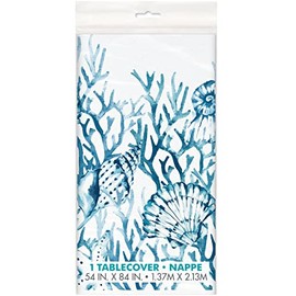 Unique 73773 Rectangular Plastic Table Cover | Blue Reef Design and Theme | 54"x84", Nature