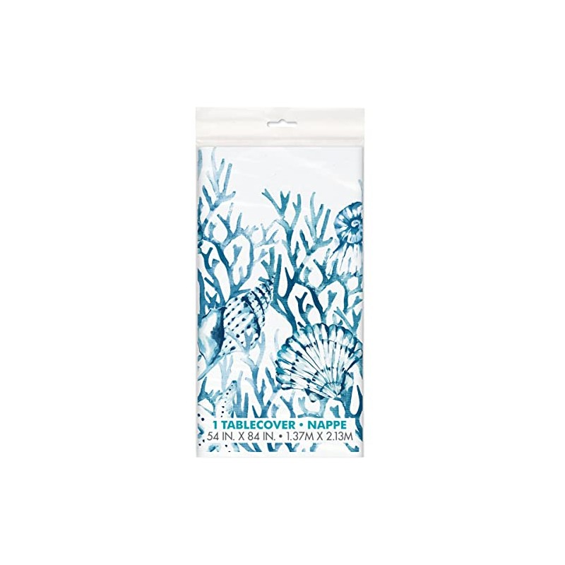 Unique 73773 Rectangular Plastic Table Cover | Blue Reef Design