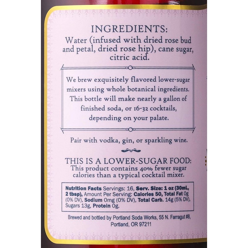 Portland Syrups Rose Cordial Syrup (16 oz) (12 Fl Oz