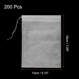 sourcing map 200 Pcs Disposable Tea Bags for Loose Leaf Tea, Tea Filter Bags Non Woven Fabric Empty Tea Bags Drawstring Seal Filter Tea Bags for Loose Leaf Tea (7.1 x 5.1inch)