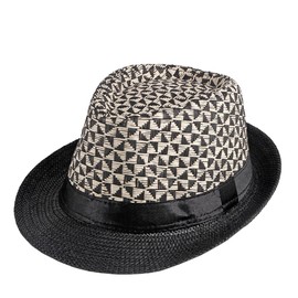 White Fang CZA291 Stylish Beach Hat, Straw Hat, Summer, Hat, Simple, Outdoor, Men's, Women's,, multicolor (black / white), Free size