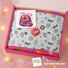 Gift-Ready Donut Throw in a Box – 70" Round Pink Flannel Blanket – Cute Doughnut Design – Cozy Food-Themed Gift for Kids & Adults – Soft Dessert-Inspired Throw