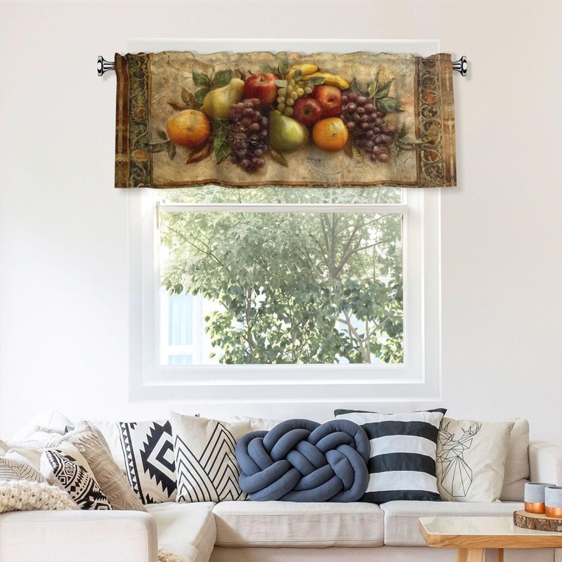 Retro Fruit Curtain Valance for Windows Rod Pocket Valance Window