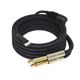 Ubramac USB C to Dual 6.35mm 1/4 inch Stereo Splitter Y Cable, USB Type C to Dual 6.35mm 1/4 inch TS Audio Cord for Smartphone, Tablet, Laptop Link Amplifier, Mixing Console Mixer, Speaker-10FT