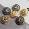 Pack of 5 Vintage Lion Pattern Stem Metal Buttons Round