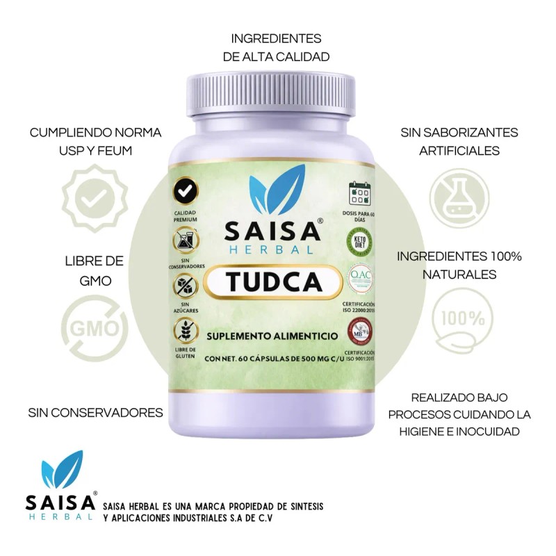 Tudca 500 Cápsulas Saisa Herbal Salud Hepática Detox Protección Celular