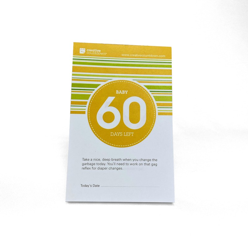 60 day Baby Due Date Count Down 5.75"x3.75" Orange Green