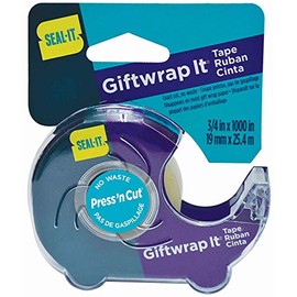 Seal-It 3/4 Inches x 1000 Inches, Gift Wrap Tape, Press'n Cut Dispenser, Clear