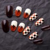 Short Oval Press on Nails Fall Brown Fake Nails with
