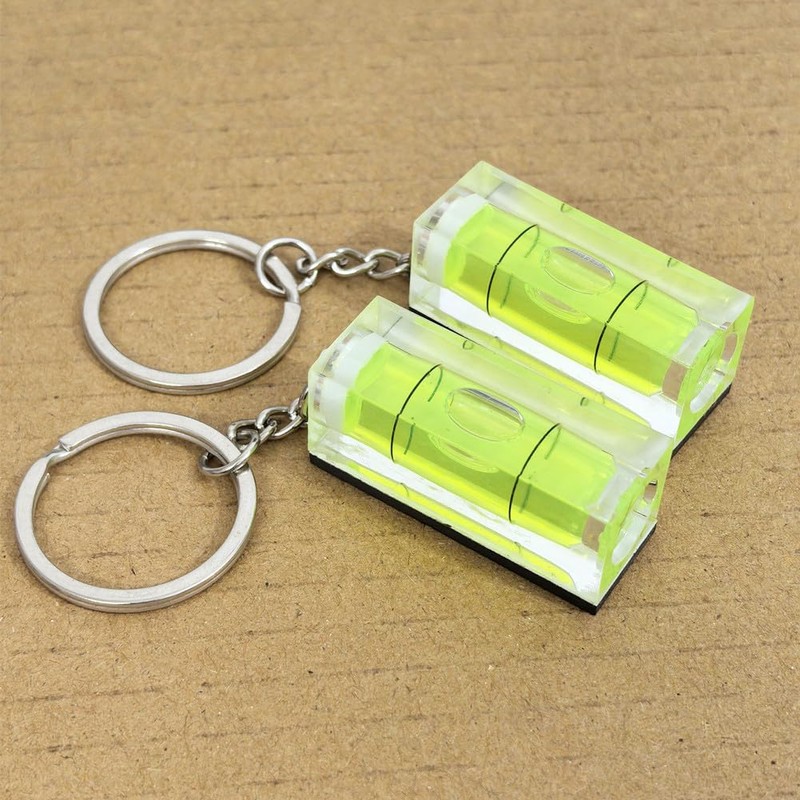 SIZIKJXGHWYI 2Pcs Magnetic Bubble Levels 15x15x40mm Key Ring Style Magnet