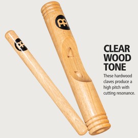 Meinl Percussion Wood Claves African - 1 Pair of Cylindrical Claves - Hollow Body - Musical Instrument - Siam Oak, Natural (CL3HW)