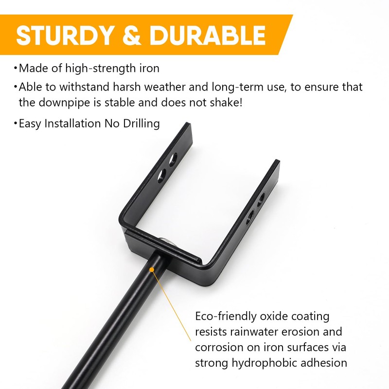 QZATTCAEN Rainwater Downspout Bracket - Heavy-Duty Galvanized Iron with Eco-Friendly