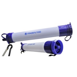 FINERFILTERS Personal Portable Water Filter Straw with Activated Carbon - 0.01 Micron Filter Membrane Provides Microbiological Water Purification, Ideal For Camping & Hiking etc. (2, Water Straw)
