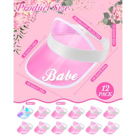 Preboun 12 Pack Bachelorette Sun Visors Hat Women Bridal Party Babe Bridesmaid UV Protection Caps for Wedding Beach Outdoor(Cute Color)