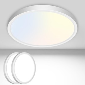 2PACK Flush Mount LED Ceiling Light Fixture White, 6.5Inch 12Watt, Dimmable & 3000K-4000K-6500K 3 Color Selectable Ceiling Lamp 1200LM Low Profile Ceiling Light for Kitchen Bedroom Hallway Porch