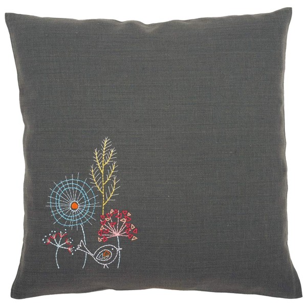Vervaco Cross Stitch Embroidery Kits Pillow Front for Self-Embroidery with Embroidery Pattern on 100% Cotton and Embroidery Thread, 15,75 x 15,75 Inches - 40 x 40 cm, Stylized Flowers