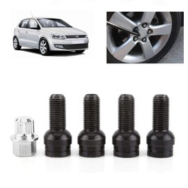 Locking Wheel Nut Set - 4+1 M14*1.5mm Black Steel Wheel Bolts & Key for Car Interior and Exterior Protection, Durable and Secure