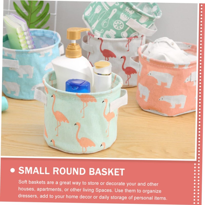 CHILDWEET 3sets Cotton Storage Bins Round Baskets Cartoon Pattern for