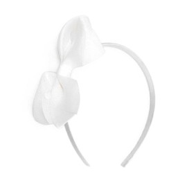 Girls' Classic Grosgrain Ribbon Large Bow Headband (White, One Size)