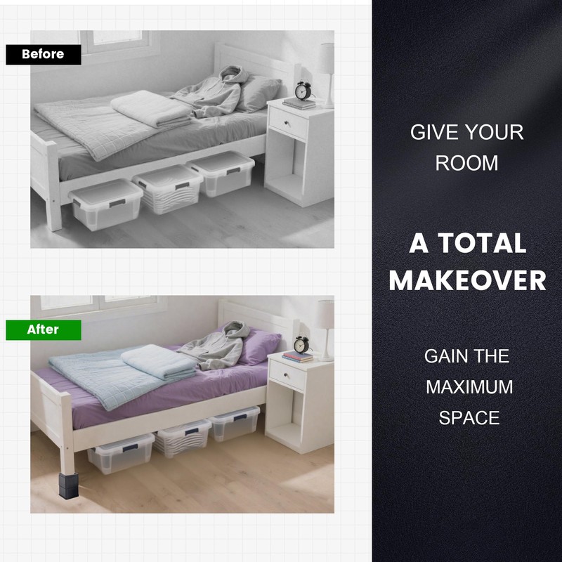 BTSD-home Adjustable Bed Risers 3 or 6 Inch - Heavy