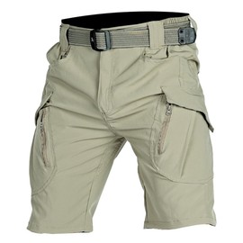 LAULY Pantalones Cortos A Prueba De Agua Rápidos,Pantalones Cortos Cargo Impermeables Informales para Hombre,Pantalones Cortos de Bolsillo para Hombres (MX/US, Numérica, 32, Regular, Regular, Khaki)
