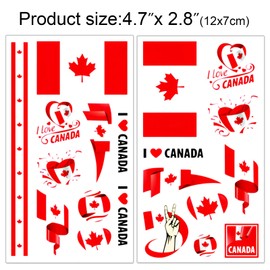 HOWAF Canada Day Temporary Tattoos, 12 Sheets Canada Flag Temporary Tattoos Canada Day Tattoos Canadian National Day Fake Tattoos Stickers for Kids Adults Party Festival Favor Canada Day Decorations