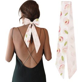 Mengmeng Angel Women's Designer Neckerchief Handbag Handle Ribbon Fashion Scarf(Half Peach,99x6cm)