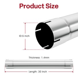 LCGP 5" Muffler Straight Pipe Stainless Steel 30" Long Straight Exhaust Pipe