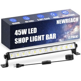 NEWREACH 40W LED Shop Lights, 4800LM 6500K Shop Light Bar with 6.6ft Cord/Plug/Switch, Daylight White Work Light for Garage Workshop Warehouse Basement Workbench Carport Indoor(1 Pack)