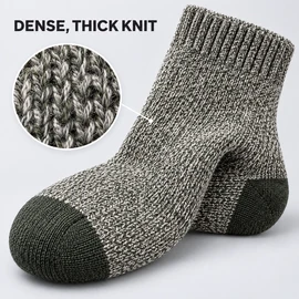 5-Pair Men's Thick Cotton Thermal Hiking Socks, Mid-Calf, US Size 8–10