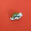 Kitty On A Rainbow Cloud Enamel Pin - Black Cat
