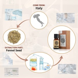 AKARZ Fennel Essential Oil Natural Organic Pure Premium Therapeutic Fennel Oil for Skin Body Hair Care,Diffuser, Candle,Soap,Making, DIY,Massage Aroma 0.34 Fl Oz (10ml)