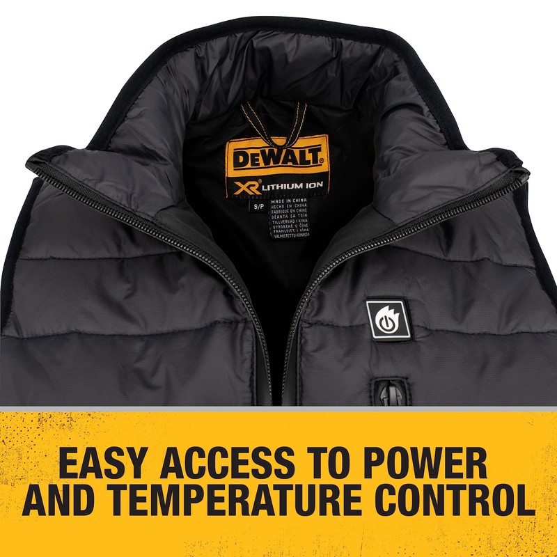 DEWALT Womens Standard Lightweight Puffer Heated Vest Kit Black X-Large