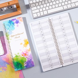 Appointment Book - Salon Appointment Book, 11.5" x 4.7", Hourly Planner, 2 Columns, Undated, 6 AM - 9 PM, Spiral Bound, 200 Pages, Colorful
