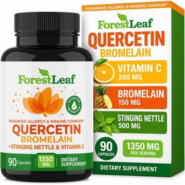 ForestLeaf Quercetin Bromelain 1350mg Nutrient Vegan Capsules Directly shipped to the U.S., 1 unit, 90 tablets / ForestLeaf 퀘르세틴 브로멜린 1350mg 영양제 비건 캡슐 미국 직배송, 1개, 90정