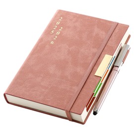 2025-2026 Diary A5 Page a Day,Diary 2025-2026 from Aug to Aug,13Months Planner 2025-2026,Hardcover Daily Planner with Colorful Monthly Tabs,Pen,Pen Loop, Inner Pocket, Bookmarks (Pink)