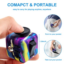 [6 Packs] Stress Cube Toy, 6 Sided Multi-Function Fidget Maigc Cube Anxiety Relief Toys, Hand-Held Audible Fidget Cubes for Adults ADD, ADHD, OCD