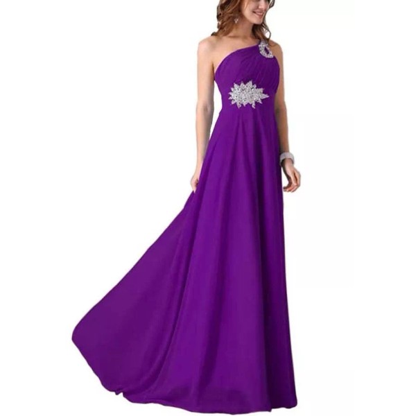 Beauty-Emily NEW Beauty-Emily Halter One Shoulder Evening Sequins Chiffon Party
