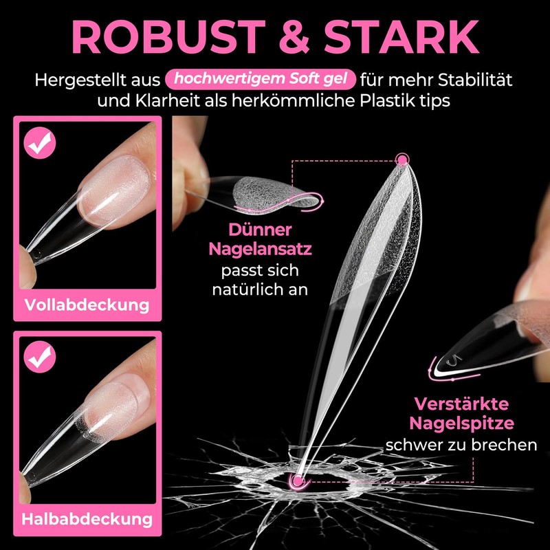 UNA GELLA Stiletto Nail Tips, Pack of 216