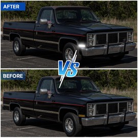 AUYICH LED Side Marker Lights Compatible with Suburban Blazer Jimmy 1981-1991 C/K C1500 C2500 C3500 C10 C20 C30, 2PCS Fender Bumper Front Bumper Indicator Turn Signal Light, White Lamp, Clear Lens