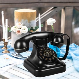 Audio Guestbook Wedding Phone, Retro Voicemail Recorder Guest Book for Weddings, Birthdays & Baby Showers with Playback & TF Card Storage (Black)