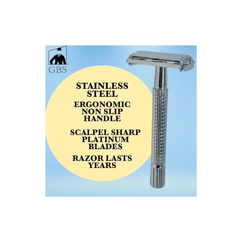 3 Piece Shave Set -- Safety Razor+ Chrome Pure Badger