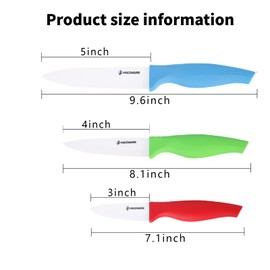 Magiware 6-Piece Ceramic Paring Knife Set with Sheaths-Sharp and Healthy (include 5inch Utility Knife, 4inch Fruit Knife, 3inch Paring Knife)-color01,Red,win0529