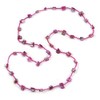 Avalaya Long Magenta Glass Bead, Sea Shell Nugget Necklace/100cm L