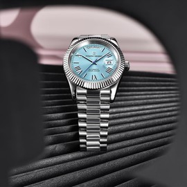 RollsTimi Pagani Design Men's Watch DD40 PD-1783 Luxury Men's Automatic Rose Gold NH36A Movement 10Bar Sapphire Crystal Date Display (Sky Blue-A)