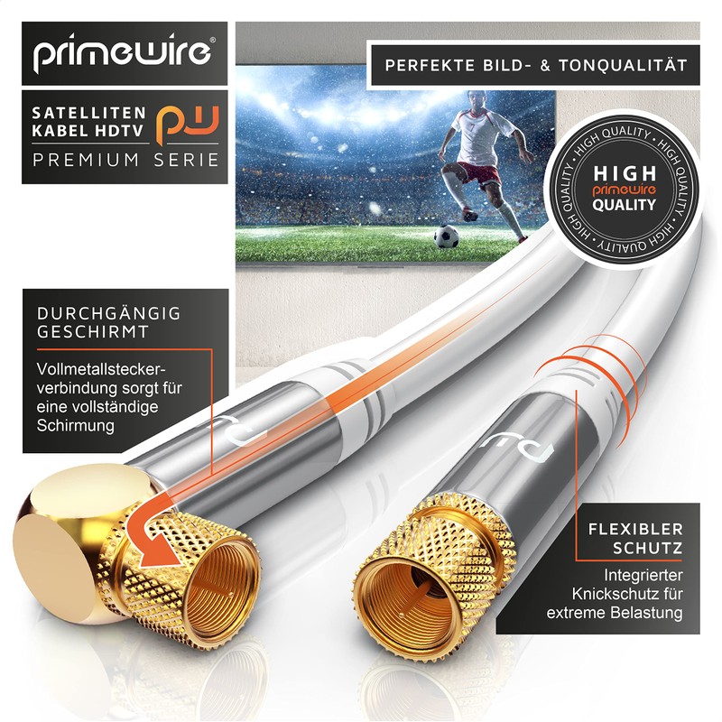 Primewire Satellite Cable, White, Angled