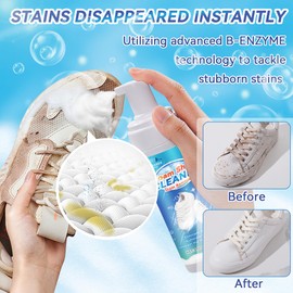 White Shoe Cleaner, 6.76 Oz Shoe Cleaning Kit with Brush and Towel, Sneaker Cleaner Works on Leather, Knit, Canvas, PU (Shoe Cleaning Kit)